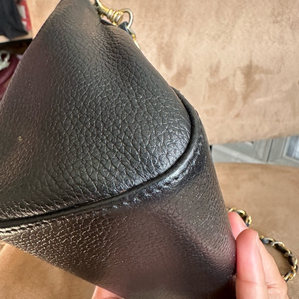 MCM Black Leather w/ Gold Chain Crossbody Bag, Good Condition - Picture 11 of 15